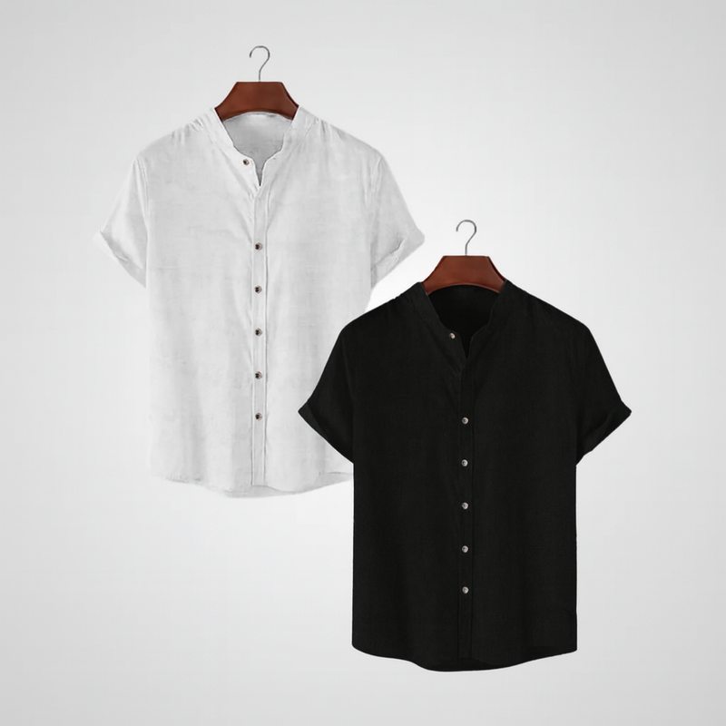 |Kit 2| Camisas Gola Padre em Tecido Premium Anti Amasso