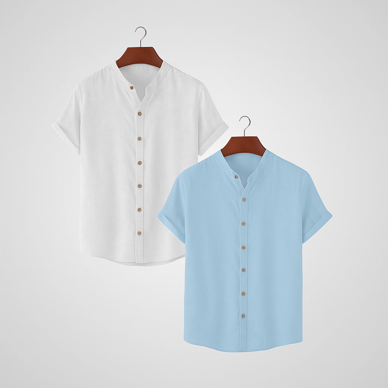 |Kit 2| Camisas Gola Padre em Tecido Premium Anti Amasso