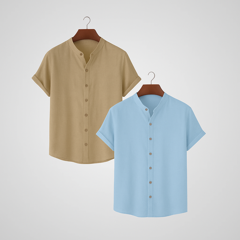 |Kit 2| Camisas Gola Padre em Tecido Premium Anti Amasso