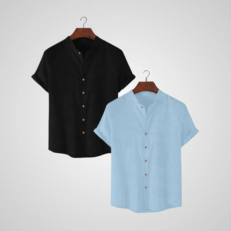 |Kit 2| Camisas Gola Padre em Tecido Premium Anti Amasso