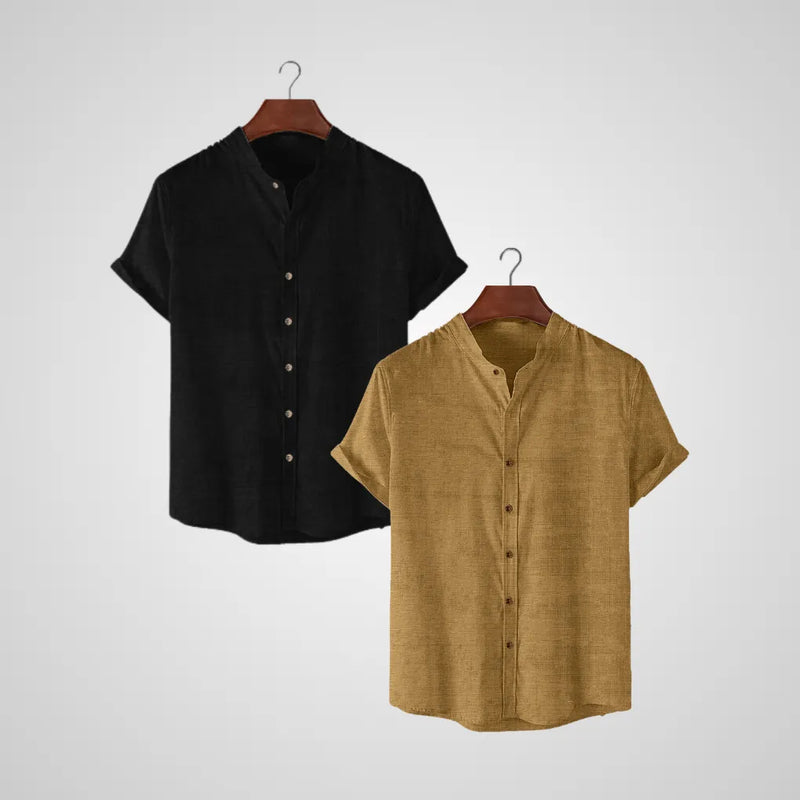 |Kit 2| Camisas Gola Padre em Tecido Premium Anti Amasso