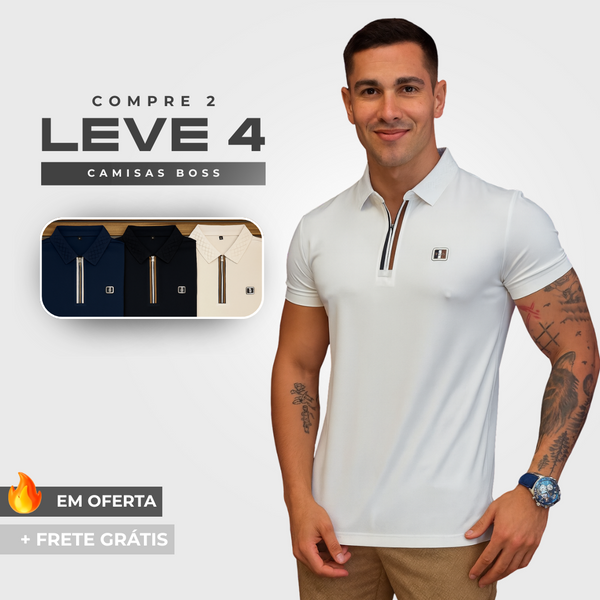 Compre 2 Leve 4 - Camisas Polo BOSS Ziper!