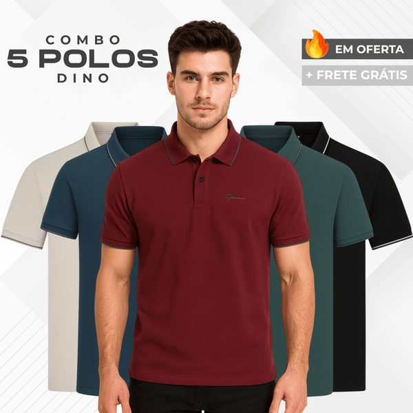 Kit 5 Camisas Polo Dino Manga Curta Minimalista