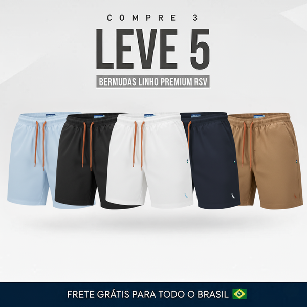 Kit 5 Bermudas Linho Premium RSV - Oferta TIKTOK SHOP