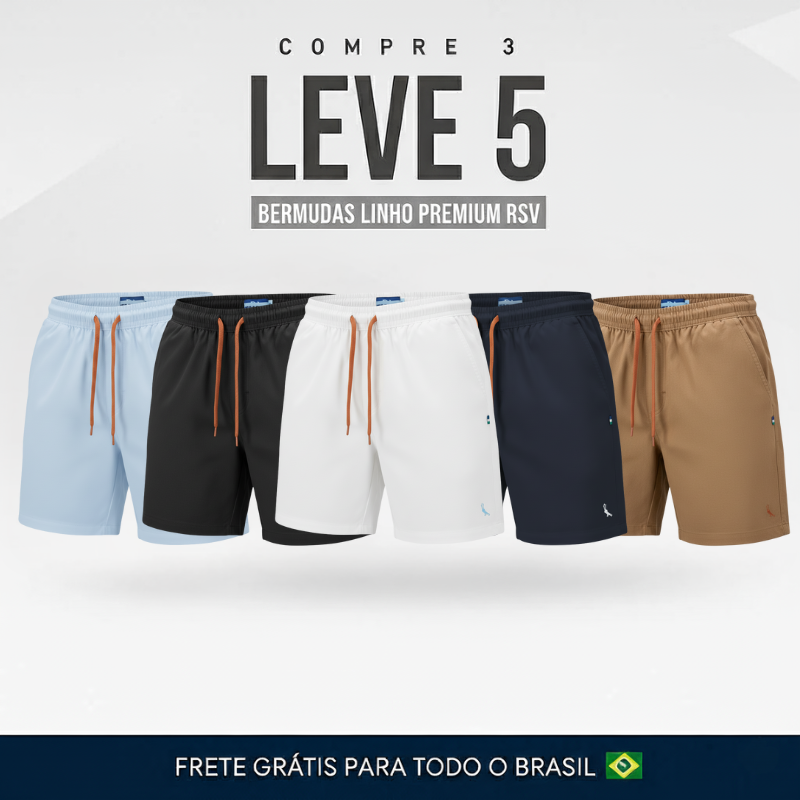 Kit 5 Bermudas Linho Premium RSV - Oferta TIKTOK SHOP